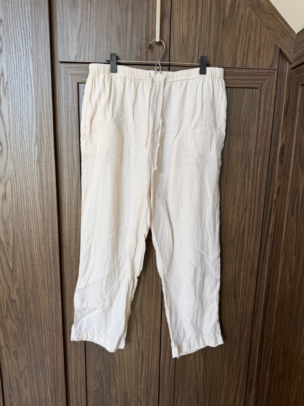 Quince Linen Pajama Set - Relaxed Short Sleeve Top & Wide Leg Pants - Picture 13 of 15